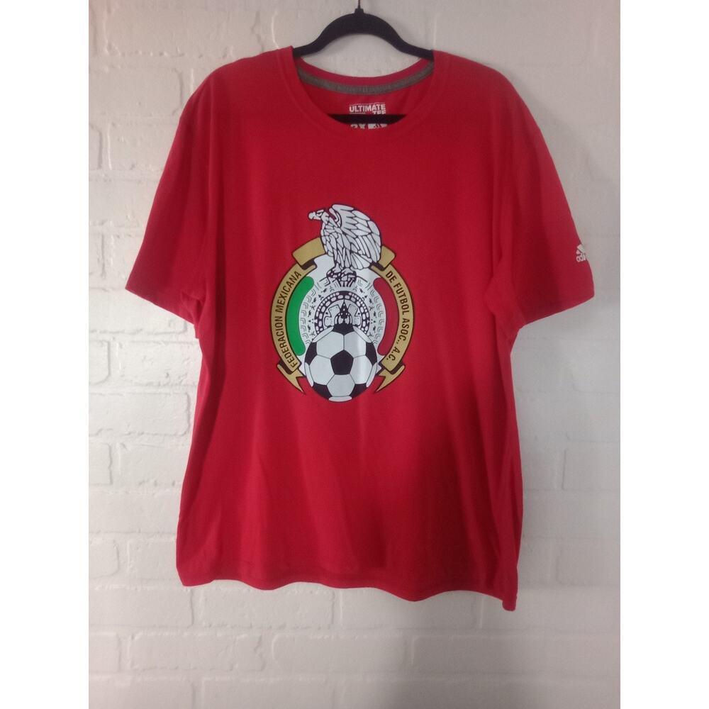 Mexico Adidas Federación Mexicana de Fútbol Asociación Shirt Red Crest Mens XXL